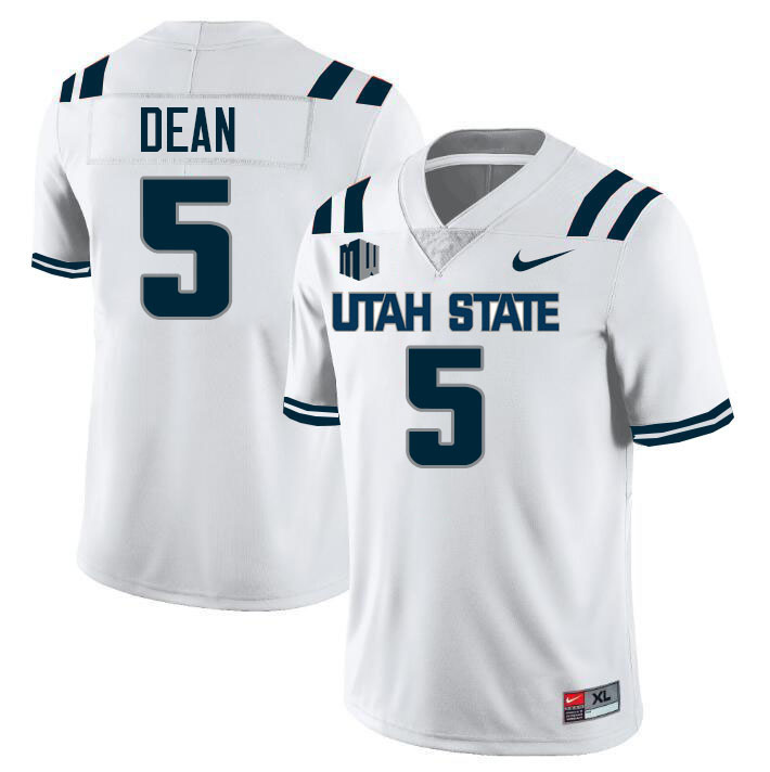 Utah State Aggies #5 Marlin Dean College Football Jerseys Stitched-White